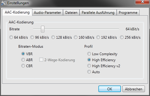 Einstellungen-AAC-Kodierung