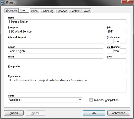 iTunes-Eigenschaften-Info
