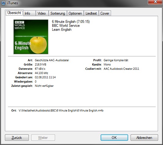 iTunes-Eigenschaften-Uebersicht
