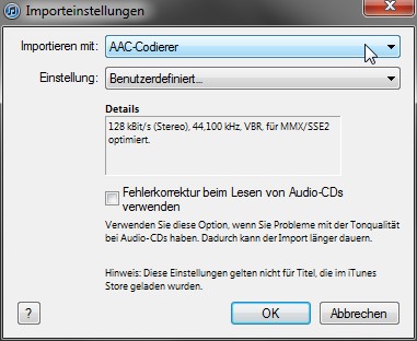 iTunes-Einstellungen-Importeinstellungen-AAC-Codierer